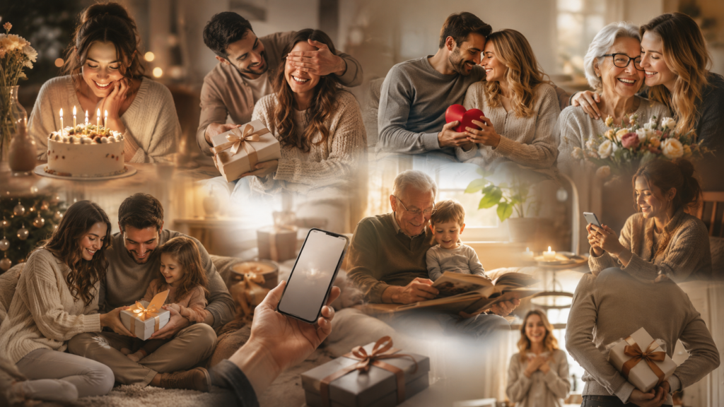 Entspannte Auswahl einer persönlichen Geschenkidee am Smartphone